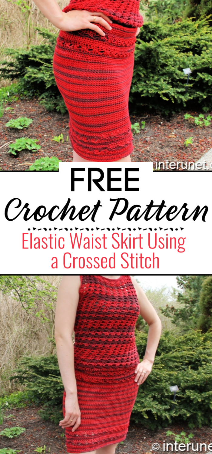 1. Crochet an Elastic Waist Skirt Using a Crossed Stitch Pattern