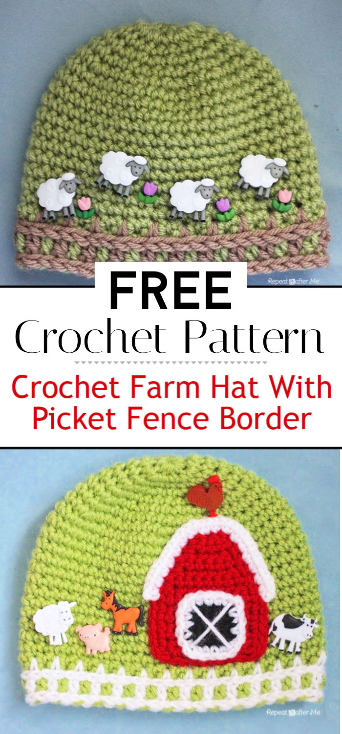 Crochet Farm Hat With Picket Fence Border