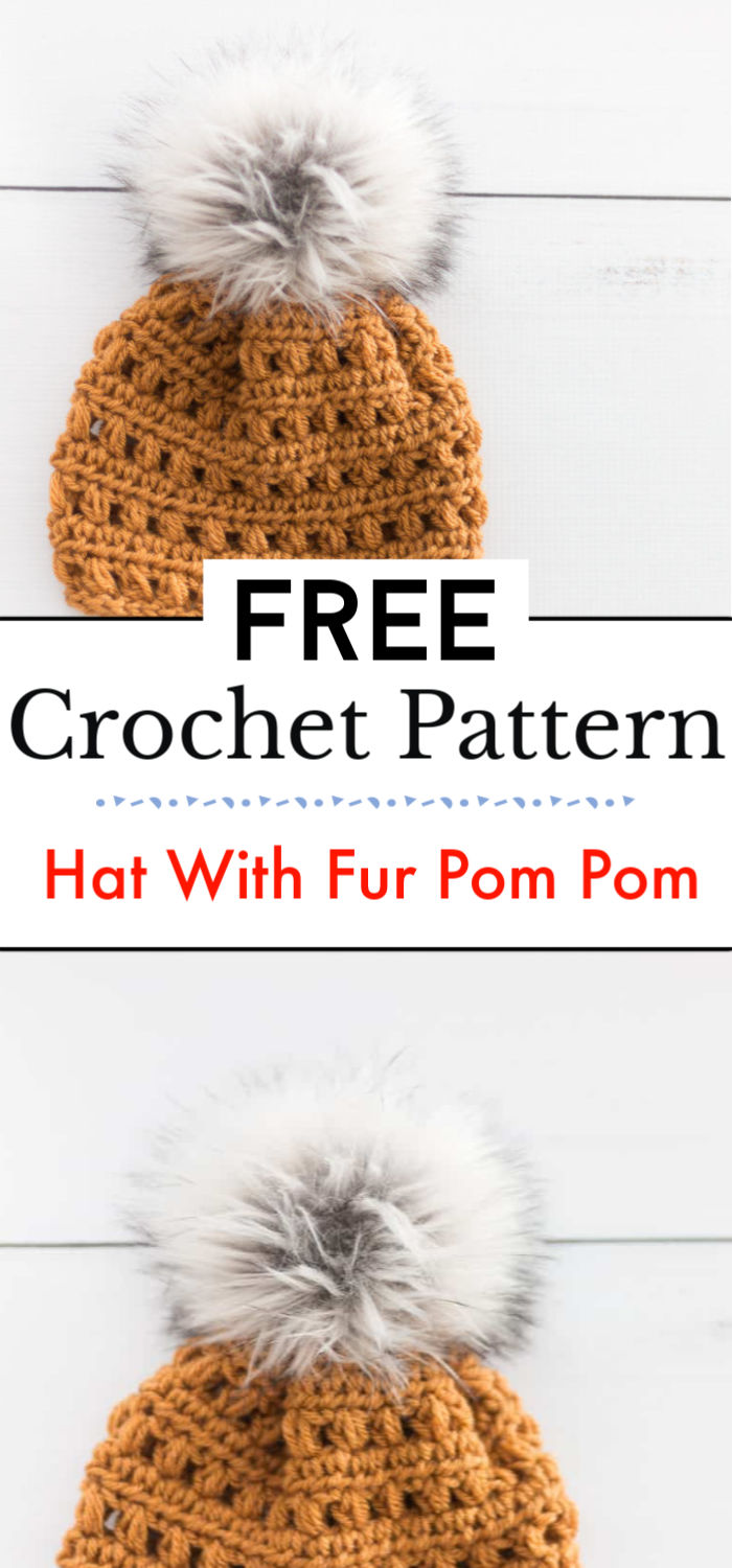 Crochet Hat With Fur Pom Pom Free Pattern