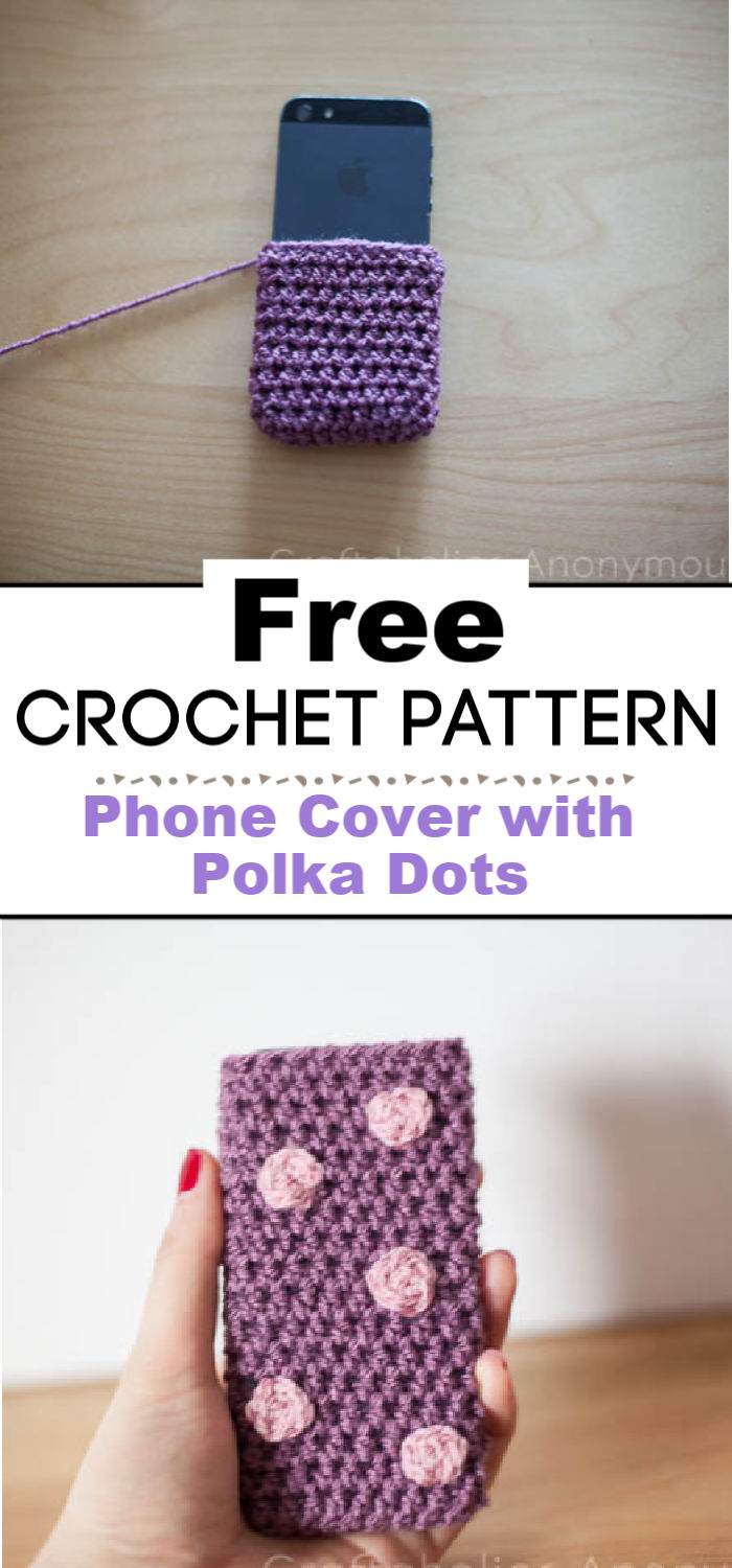 Crochet Phone Cover with Polka Dots