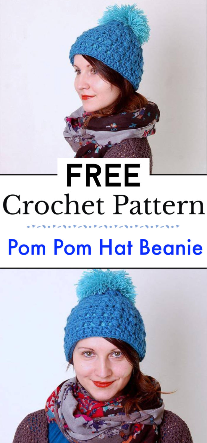 Crochet Pom Pom Hat Crochet Beanie Pattern