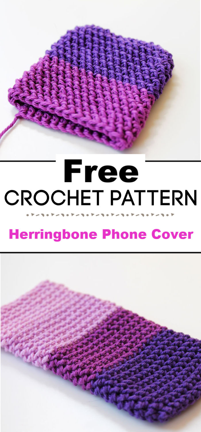 Free Crochet Pattern Herringbone Phone Cover