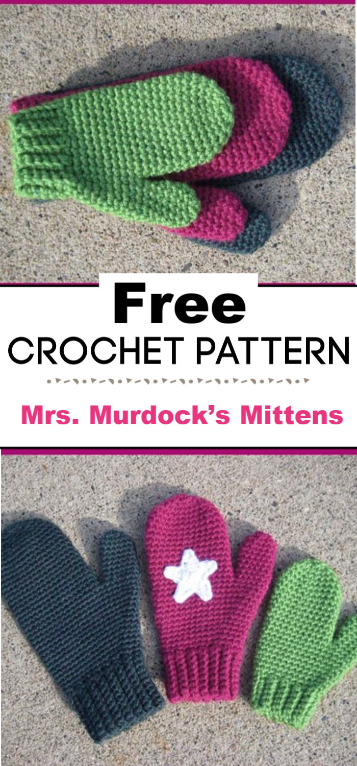 Free Crochet Pattern Mrs. Murdock’s Mittens