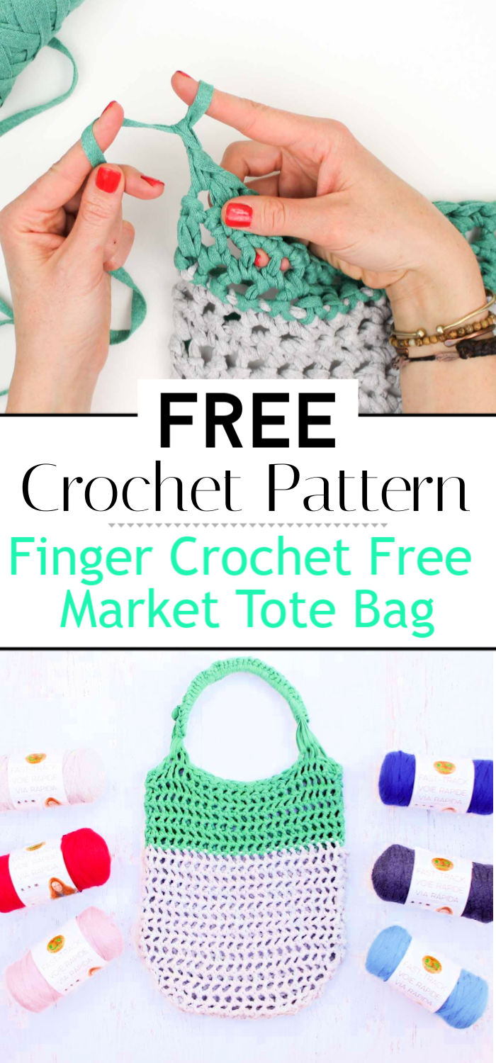How To Finger Crochet Free Market Tote Bag Pattern