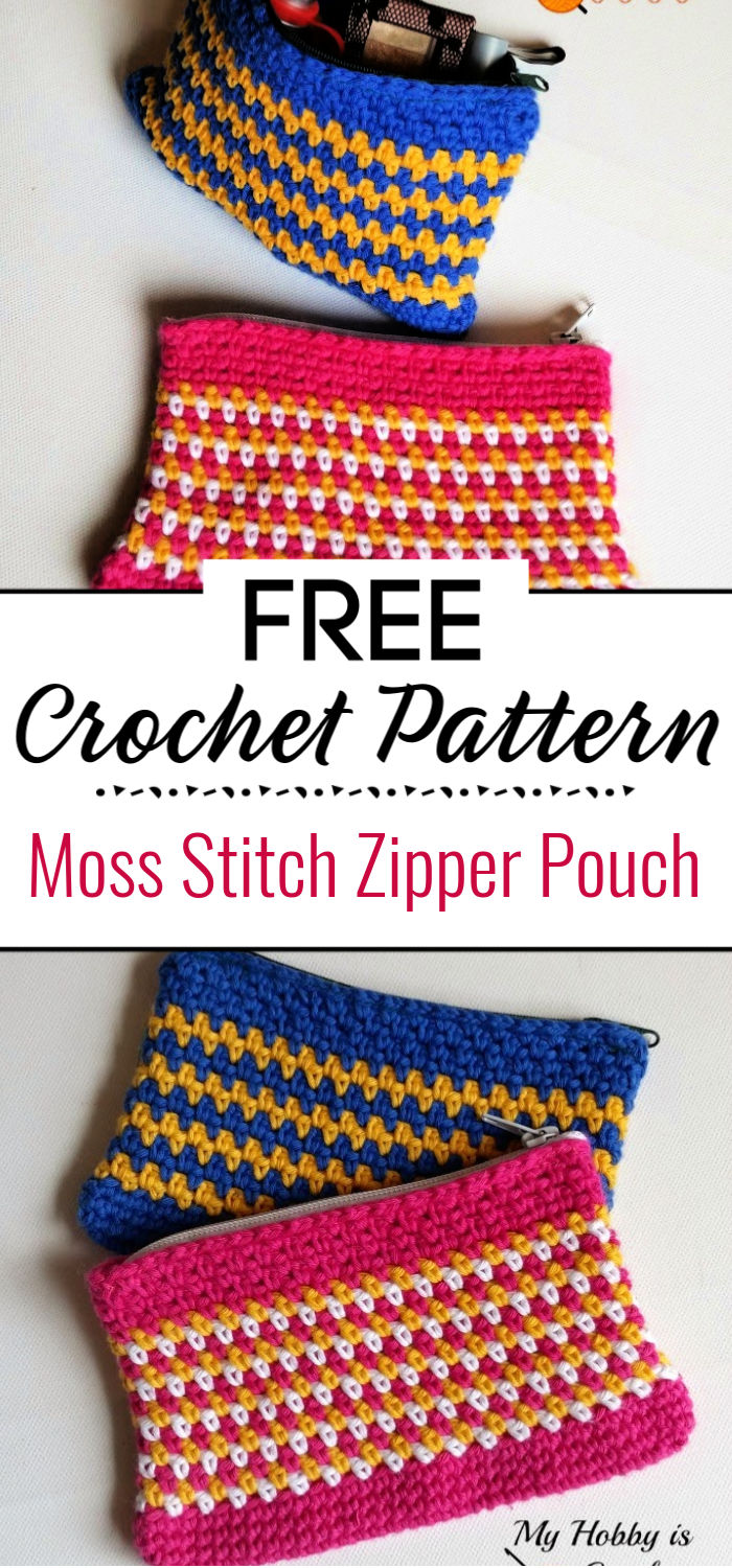 Moss Stitch Zipper Pouch Free Crochet Pattern My Hobby is Crochet