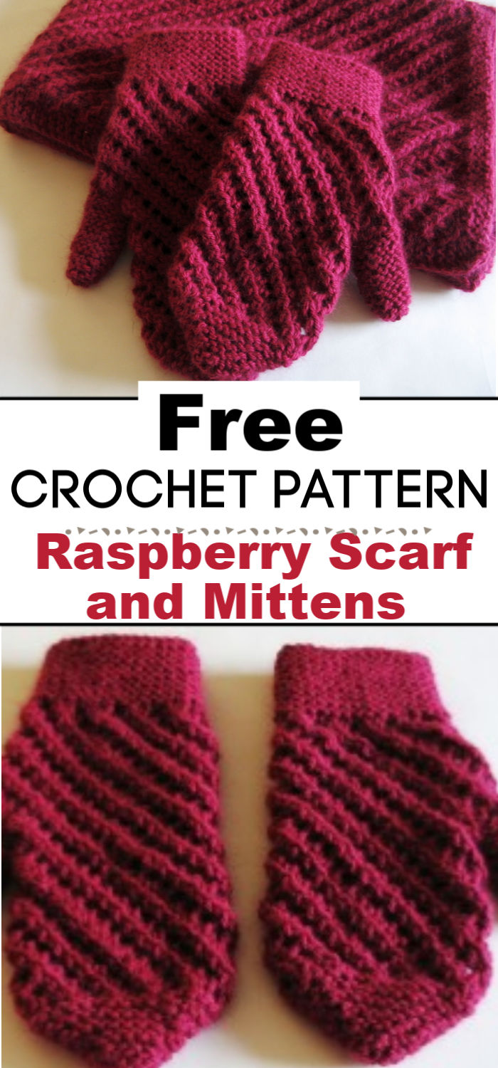 Raspberry Scarf and Mittens