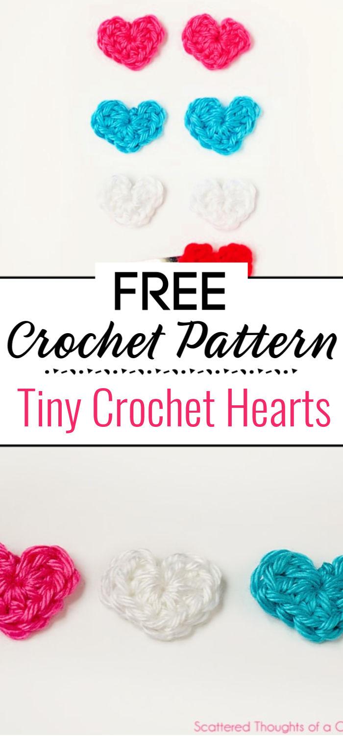 Tiny Crochet Hearts With Pattern