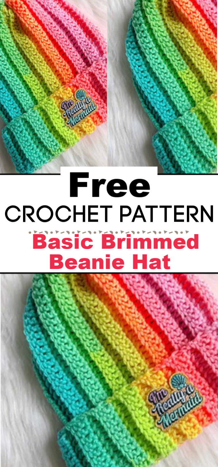 Basic Brimmed Beanie Hat Free Crochet Pattern