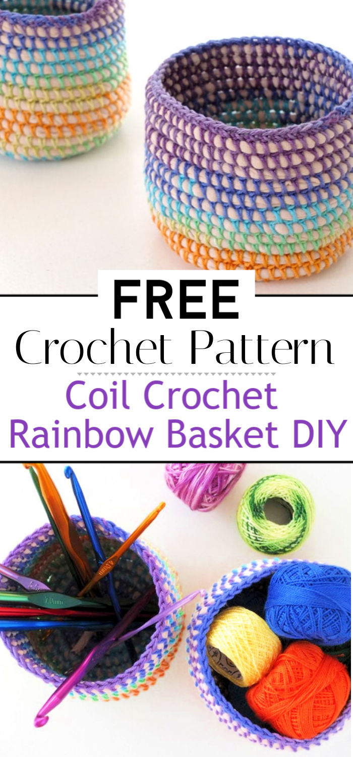 Coil Crochet Rainbow Basket DIY
