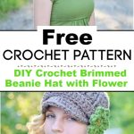 DIY Crochet Brimmed Beanie Hat with Flower