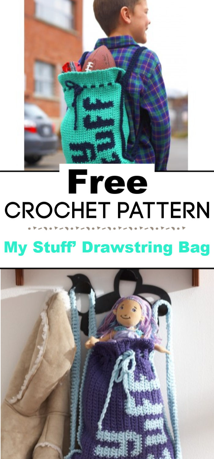 My Stuff’ Drawstring Bag Free Crochet Pattern