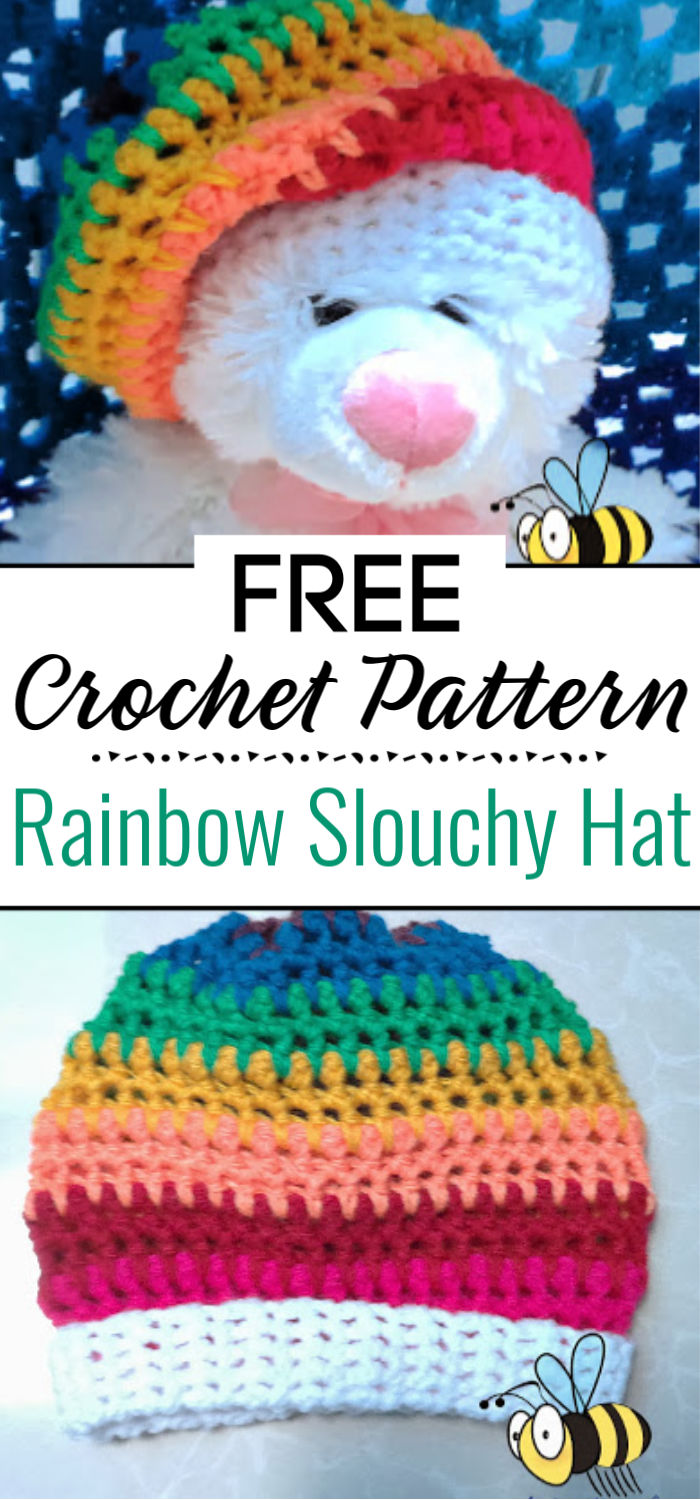 Rainbow Slouchy Hat Free Crochet Tutorial