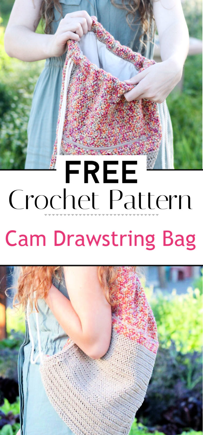 Cam Drawstring Bag Free Crochet Pattern