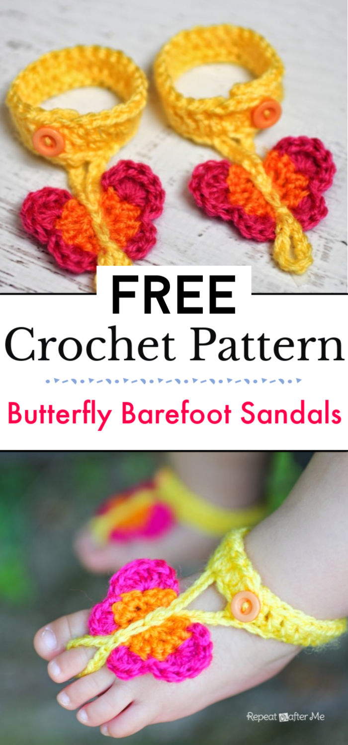 Crochet Butterfly Barefoot Sandals