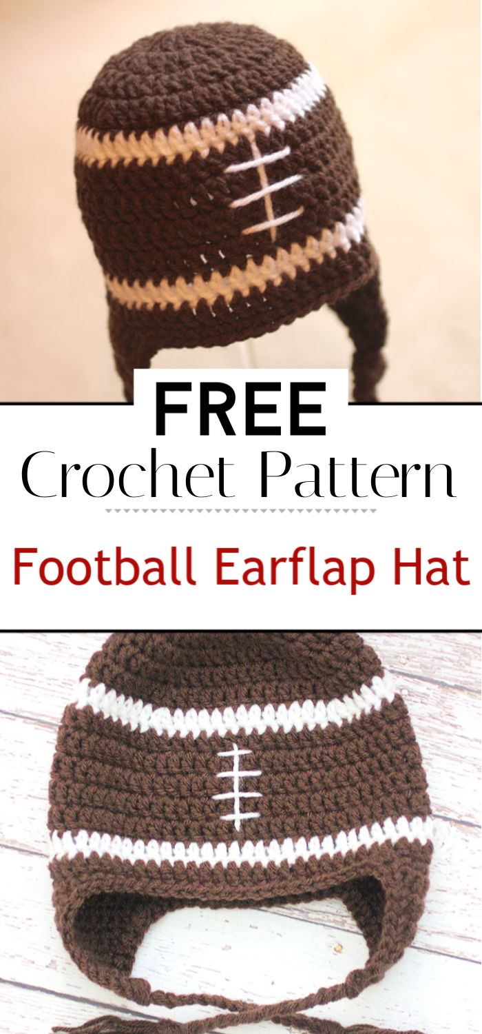 Crochet Football Earflap Hat Pattern