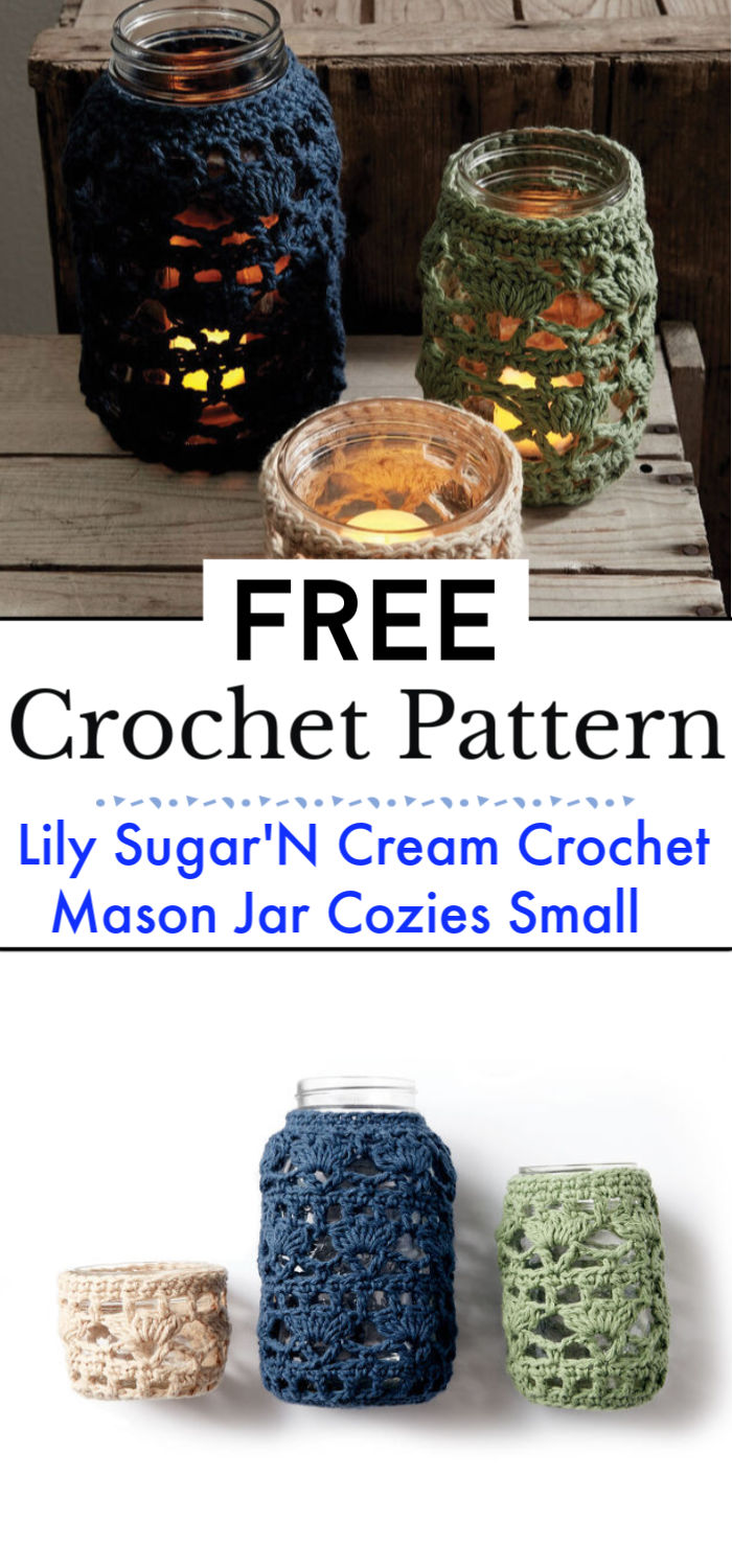 Lily SugarN Cream Crochet Mason Jar Cozies Small