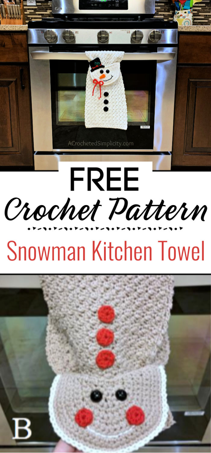 Snowman Kitchen Towel Free Crochet Towel Pattern