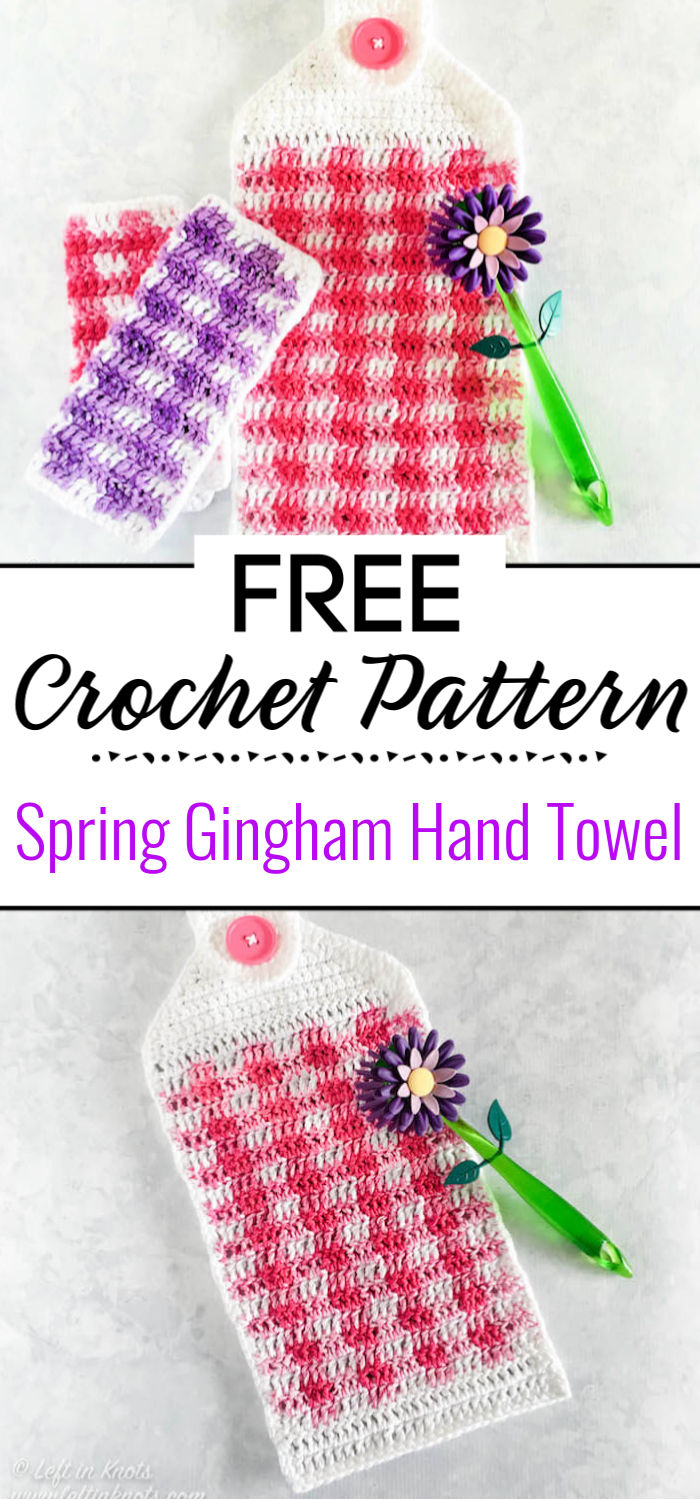Spring Gingham Hand Towel Free Crochet Pattern