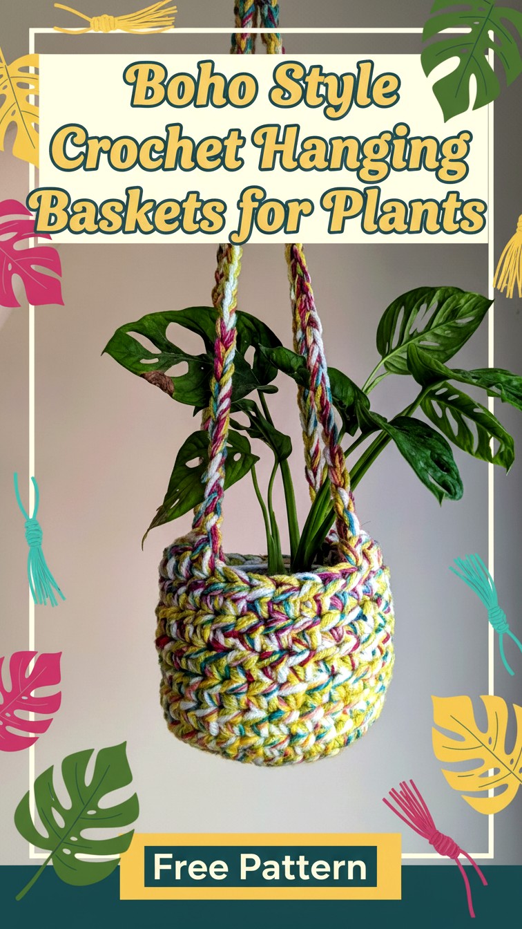 15 Free Crochet Hanging Basket Pattern Easy & Stylish Home Storage ...